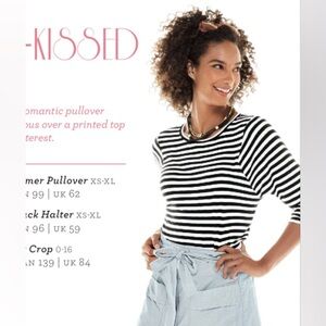 CAbi black and white striped tee size small